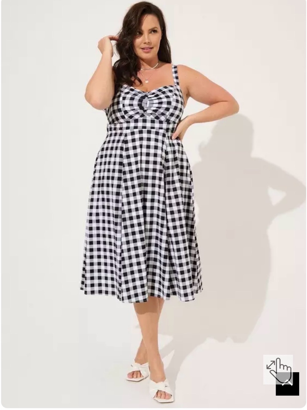 Plus Size Black & White Gingham Midi Dress nwt